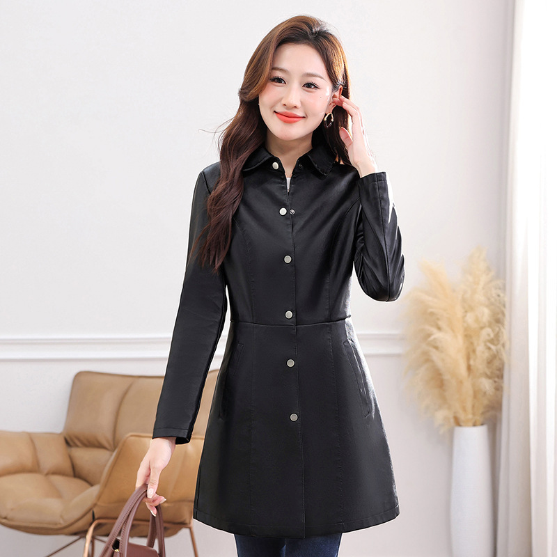 Coat Pu Leather Jacket Women's Mid-Length Spring & Fall 2025 New Fashion Middle-Aged Mother Slim Loose Windbreaker Coat Coat Pu Leather Jacket Women's Mid-Length Spring & Fall 2025 New Fashion Middle-Aged Mother Slim Loose Windbreaker Coat