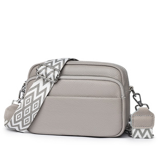 Foreign Trade Cross-border Bag Women's 2025 New Wide Shoulder Strap Small Square Bag Shoulder Bag Fashionable Leather Casual Bag Crossbody Bag