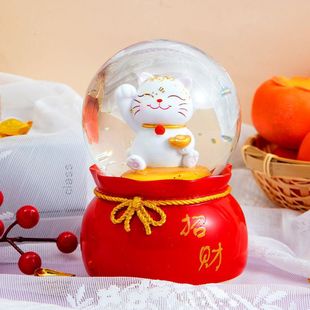 Luckcat music box crystal ball office front desk opening decoration music box to send friends and customers creative gifts