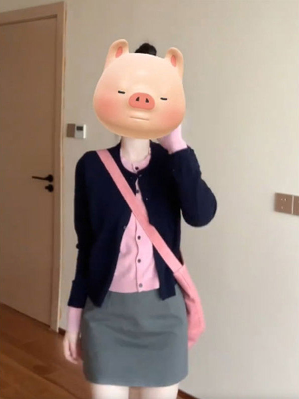 韩系高级感撞色假两件针织衫女秋季2025新款时尚宽松显瘦开衫外套|undefined