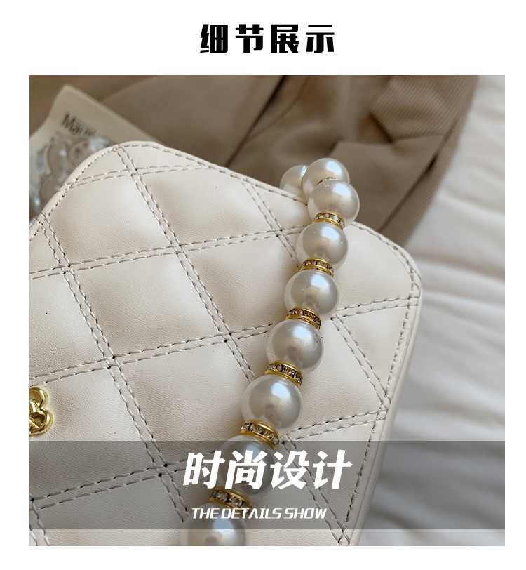 Fashion Pearl Rhomboid Embroidery Thread Shoulder Messenger Portable Bag Wholesale display picture 26