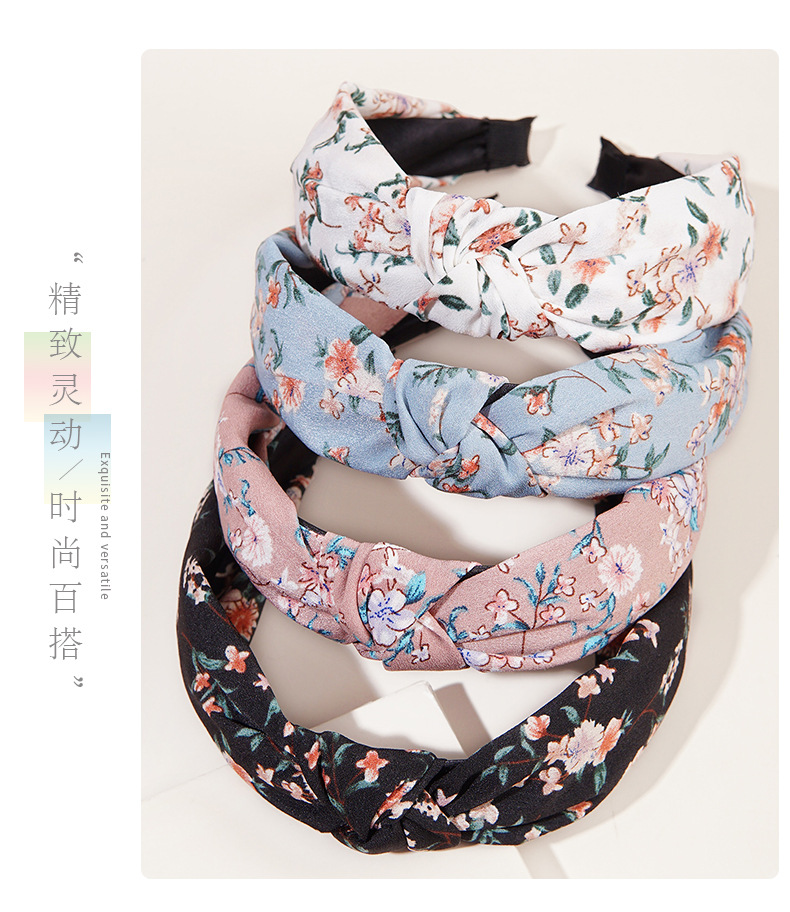 Fashion Retro Chiffon Printing Floral Headband display picture 5