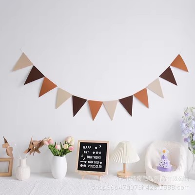 Fiesta de cumpleaños bandera Decoración habitación de los niños jardín de infantes decoración colgante cadena bandera arreglo fieltro triángulo bandera colorida decoración de la bandera