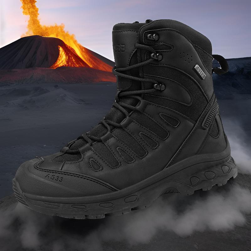 Botas de combate ultraligeras de una pieza de talla grande transfronterizas, nuevos zapatos transpirables de suela gruesa, hermosos zapatos de seguro laboral para hombres, botas cómodas