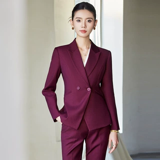 蓝色西装套装女春秋职业装售楼处销售经理工作服面试正装西服外套