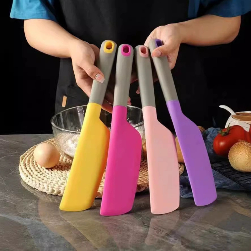 Silicone Scraper Long Handle Large High Temperature Resistant Thickened Soft Scraper Cake Cream Spatula Blending Blade Baking Tool