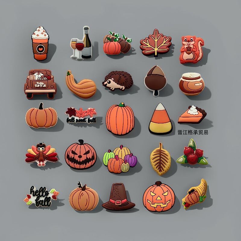 Cross-Border Clog Shoe Charms Thanksgiving Halloween Decorative Buttons Pumpkin Cartoon DIY Accessories Shoe Buckle Ornaments Wholesale Cross-Border Clog Shoe Charms Thanksgiving Halloween Decorative Buttons Pumpkin Cartoon DIY Accessories Shoe Buckle Ornaments Wholesale