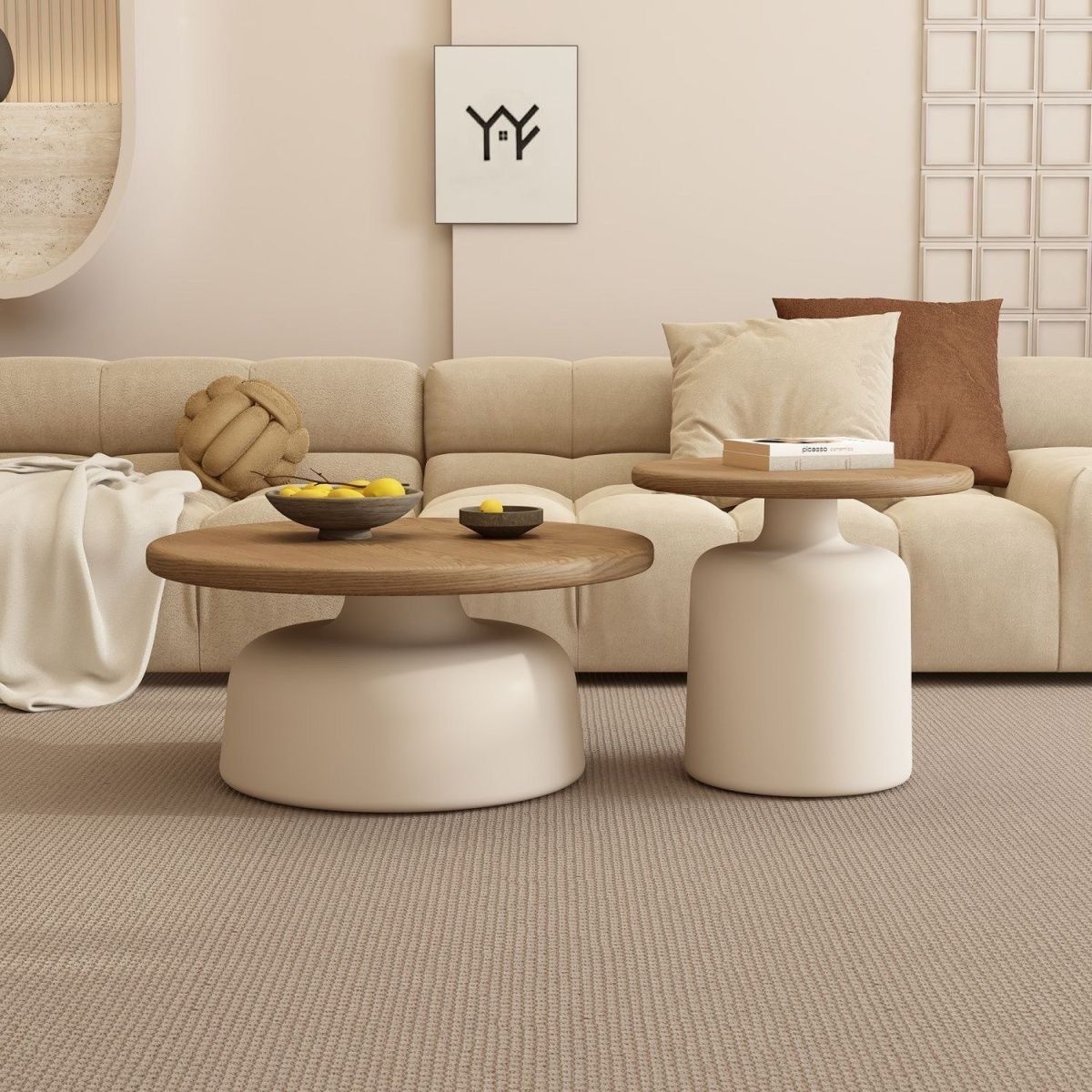 Cream Apartment Nordic Coffee Table Living Room Home Small Apartment Simple Internet Celebrity Iron Art Modern Round Martini Bed and Breakfast