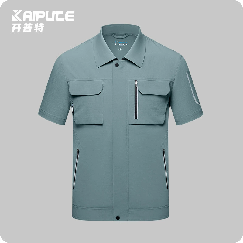 Трансграничное лето с короткими рукавами быстротушная рабочая одежда топы мужской печати LOGO фабричная мастерская