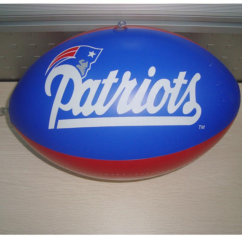 Factory inflatable pvc American rugby inflatable toy ball printed logo rugby red and blue beach ball