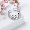 Wavy fashionable jewelry for beloved, copper zirconium, ring with stone, Korean style, simple and elegant design