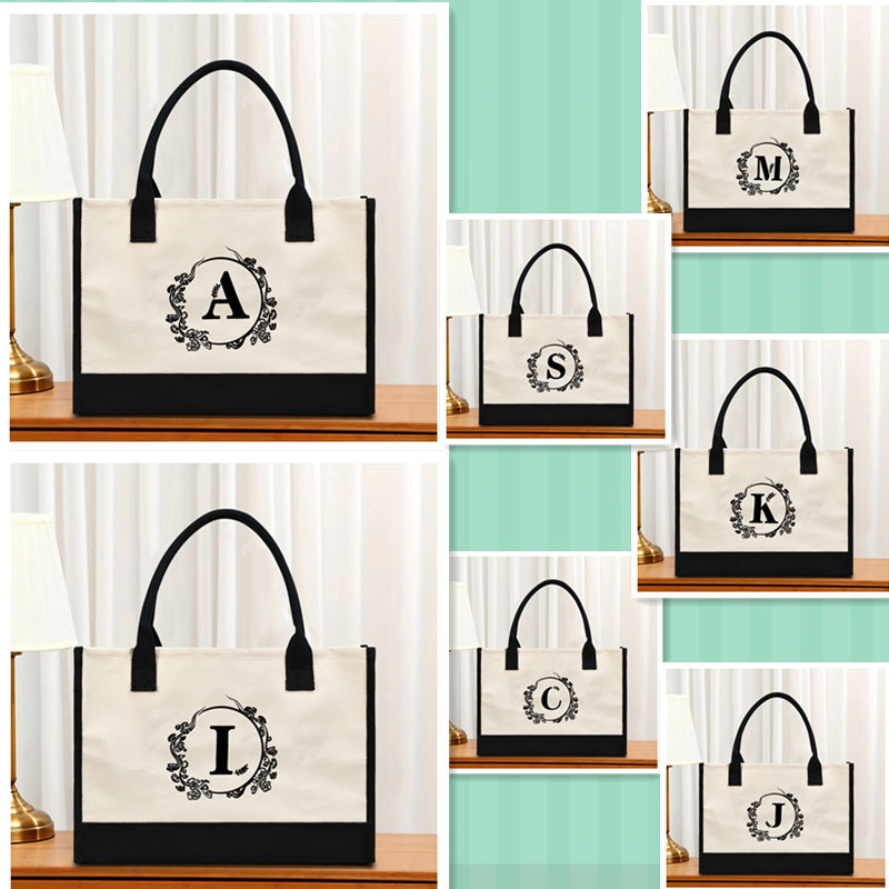 Bolso de hombro de lona de venta caliente transfronterizo Bolso Tote impreso de gran capacidad Bolso de compra portátil ligero de moda para mujer