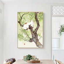 北欧风可爱猫咪装饰画芯日式手绘水彩动物喷绘油画布画芯挂画摆画