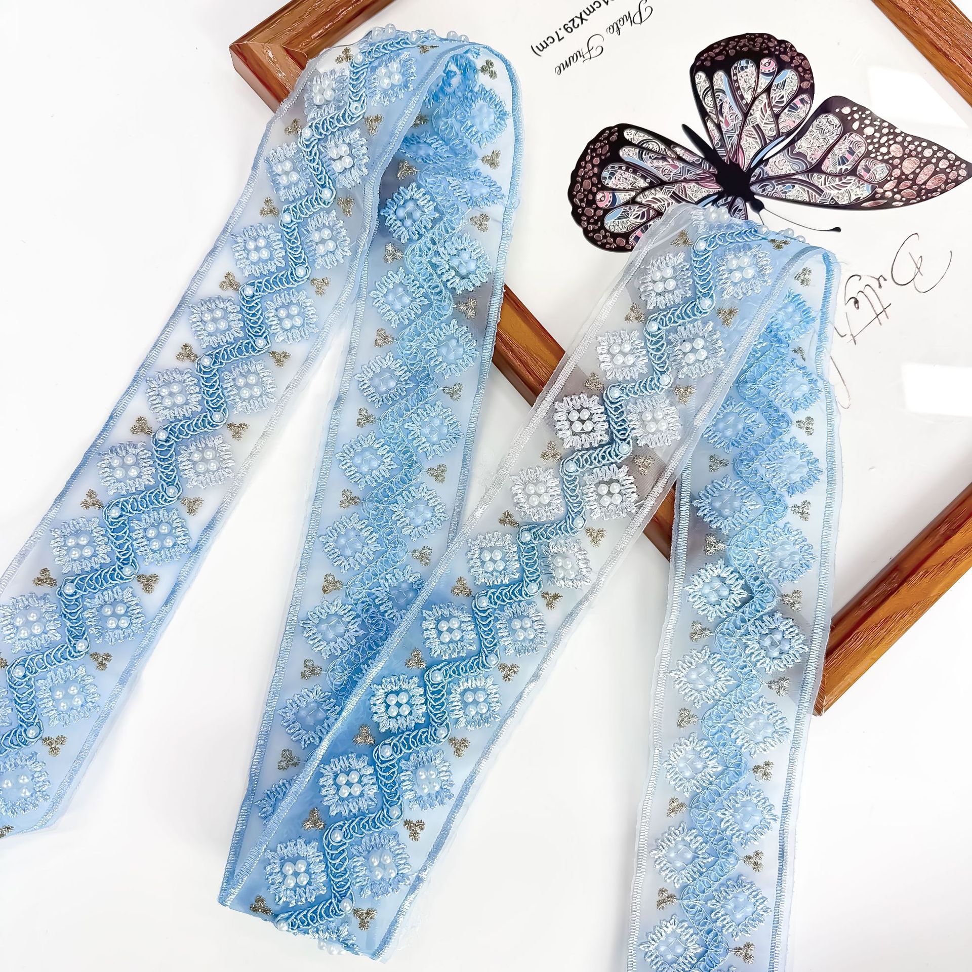 Fabricante mayorista de ergena base clavos de diamante encaje código de barras cortinas prendas de vestir accesorios diy