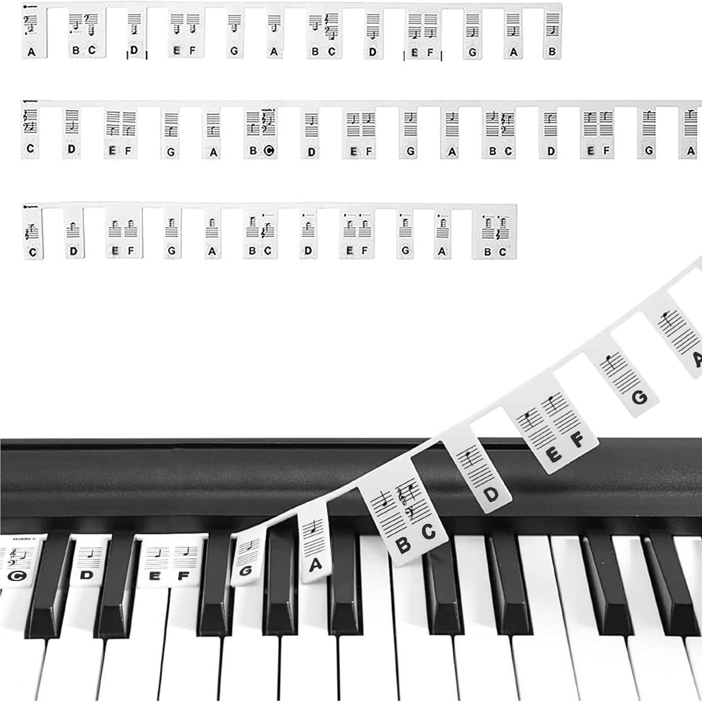 Silicone Piano Stickers Cross-Border Best-Selling Piano Line Chart Learning Guide 88-Key Piano Accessories Digital Keyboard Stickers