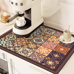 Vintage kitchen countertop drain mat wash table water absorption quick-drying table mat dirt-resistant wear-resistant easy-to-care diatom mud table mat