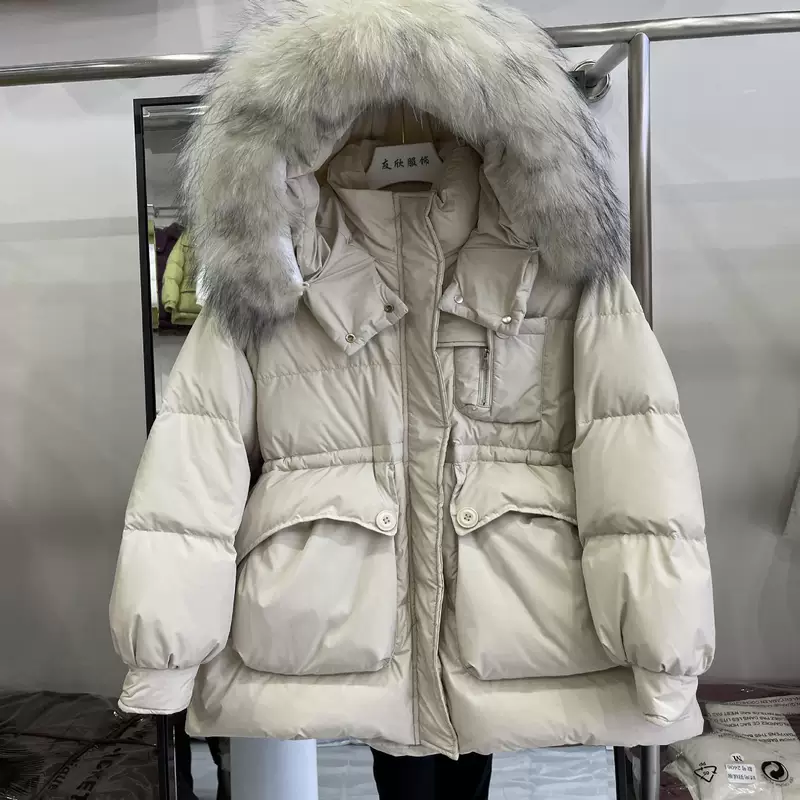 Down jacket, winter warm velvet hoody, mid-length, 2024 years, Korean style, duck down