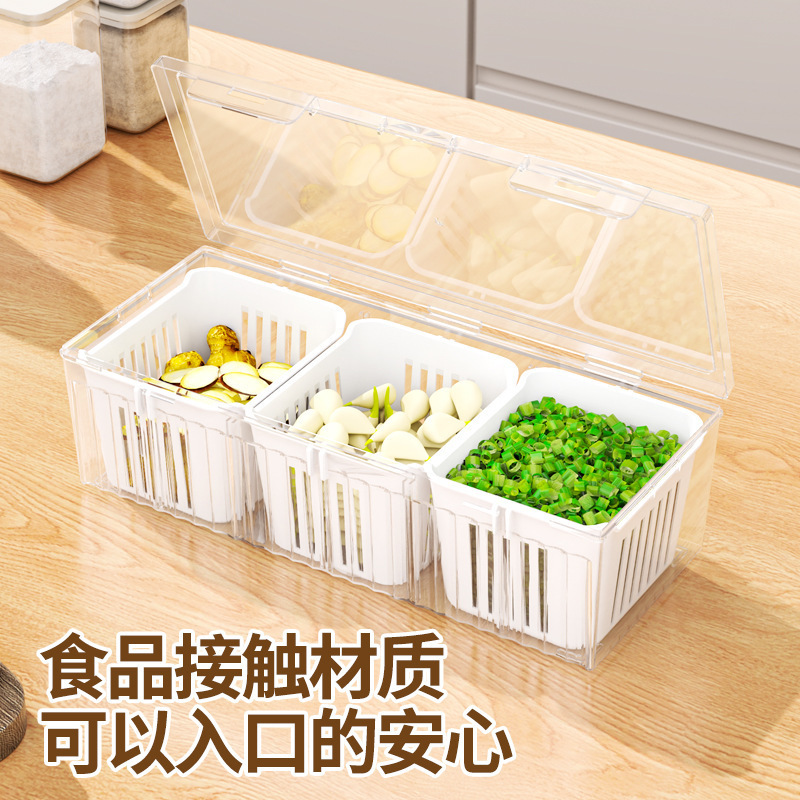 跨境葱姜蒜分格保鲜盒夏季冰箱专用收纳冻肉盒密封密封水果盒子|undefined