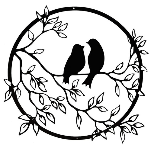 Metal love bird silhouette round love art iron hanging ornaments independent station manufacturer supply