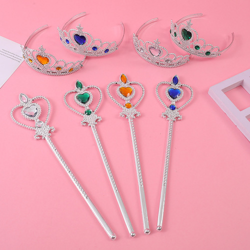Manufacturer children's headwear crown princess clothing accessories fairy wand gemstone crown magic wand headband jewelry