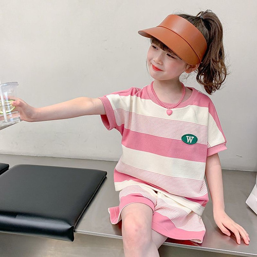 Women's Summer Outfit Set 2025 Korean Version Fashion Children's Summer Dress for Girls Stylish Two-Piece Set