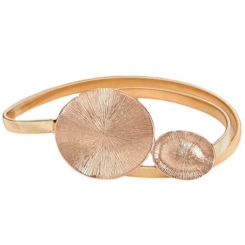 Women's Korean style fashion versatile lotus leaf metal spring belt with dress, shirt, sweater elastic elastic waist chain