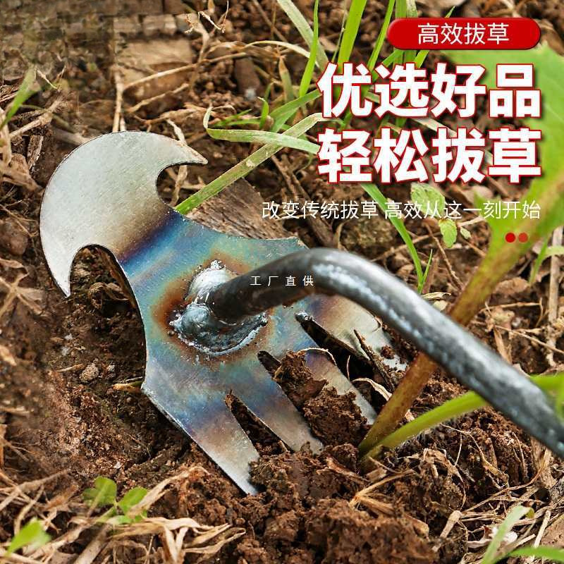 锄头除草拔草耙子连根野菜铲子多功能不锈钢除草工具园林锄头