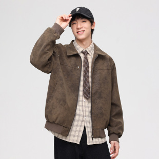 Cross-border Suede Men's Jacket Autumn New American Retro Fashion Brand Clothing Couple Autumn and Winter Clothing