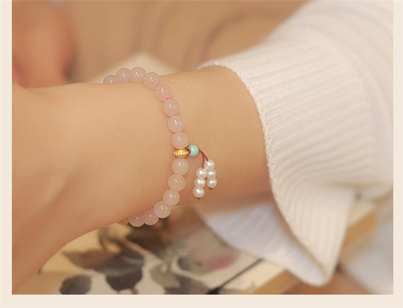 Rosa Armband Jade Luxus Edelsteine Jadeit Schmuck Für Frauen Elastische Seil Natürliche Strang Hand Schmuck Geschenk Frauen Großhandel – Detail 5