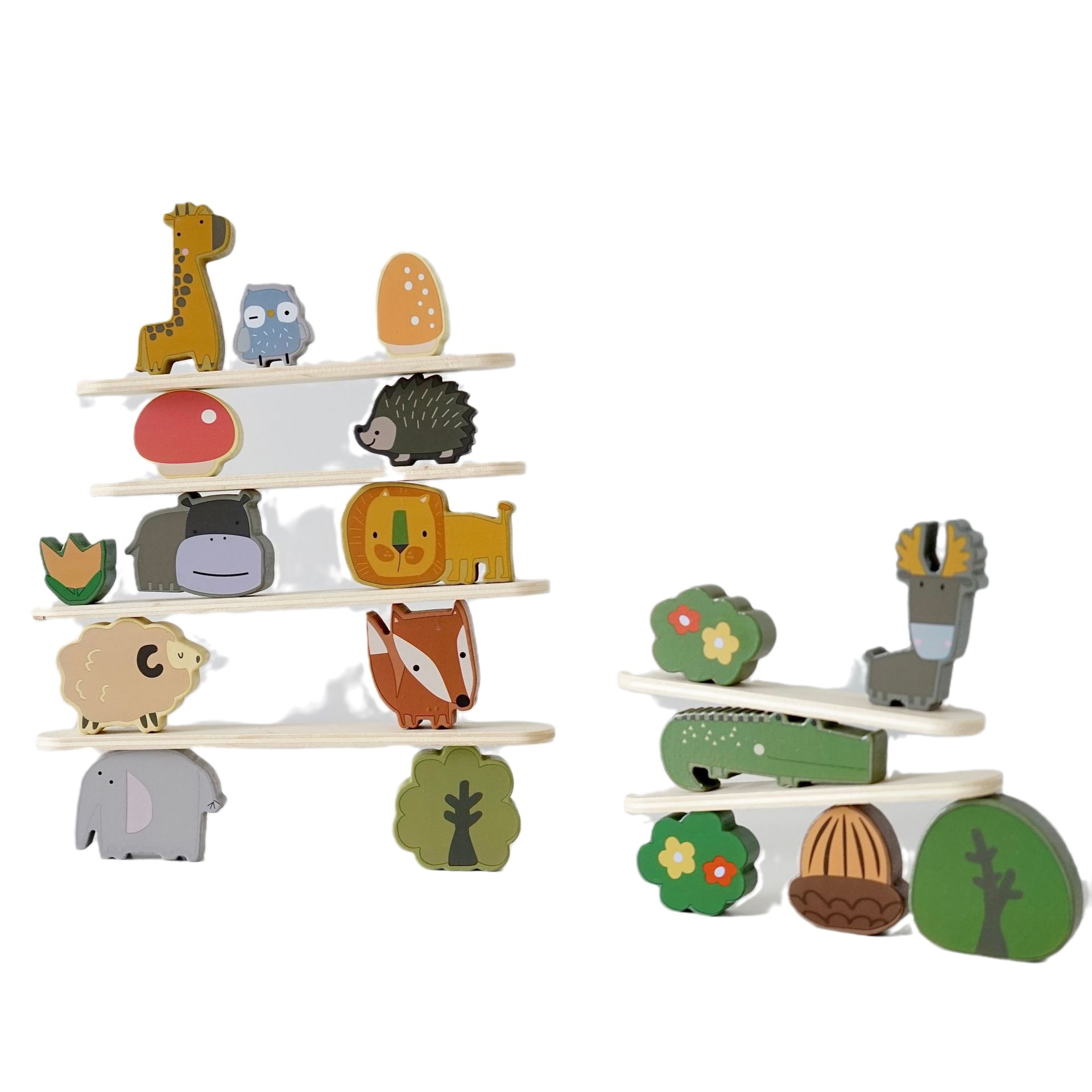 Equilibrio bloques de construcción diversión animal apilado alta jengle coordinación mano-ojo concentración de los niños educación temprana juguetes de madera