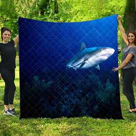 绗缝被 时尚 3D数码印花 跨境亚马逊Quilt加棉格子空调被热带鱼