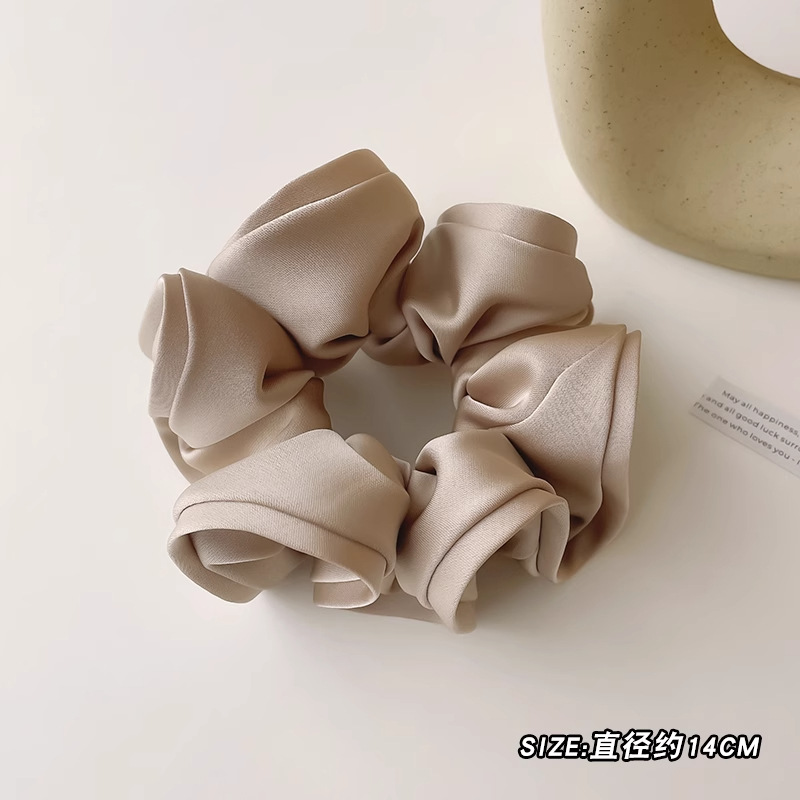 Encaje de flor coreana Encaje de intestino grueso Anillo de cabello femenino Cabeza de flor de viento pastoral Cuerda de cabeza de bola de gran tamaño Accesorios para el cabello de alta calidad