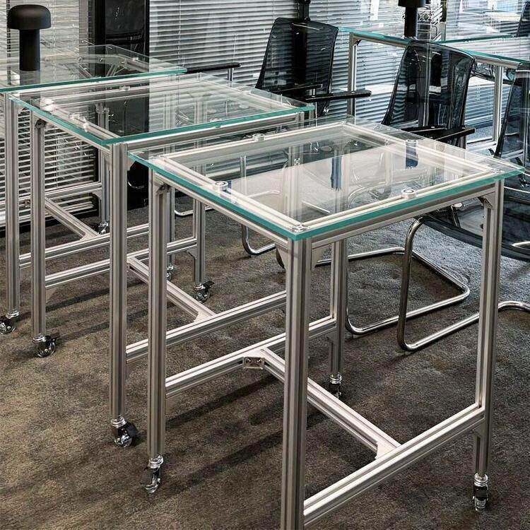 Transparent glass minimalist single-person office desk, home-use movable computer desk, homestay desk, Bauhaus bedroom table Transparent glass minimalist single-person office desk, home-use movable computer desk, homestay desk, Bauhaus bedroom table