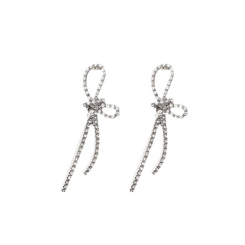 Korean butterfly earrings, silver needles, high-end niche imitation pearls, simple diamond-filled versatile earrings, long tassel earrings