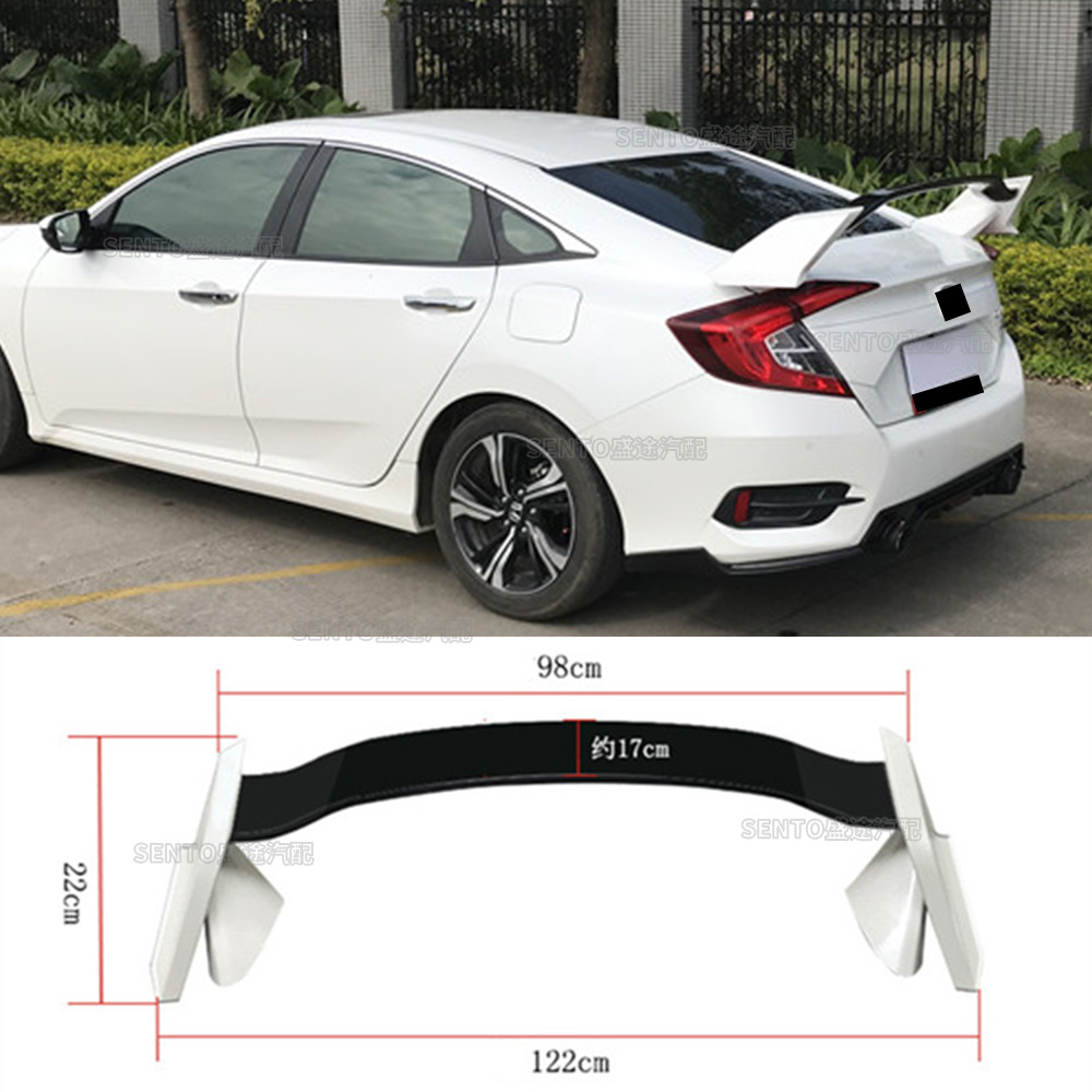 Suitable for 16-20 Honda 10Th Generation Civic Sedan Modified Fixed Wing Typer Style Sports Car Rear Wing, No-Drill Decoration