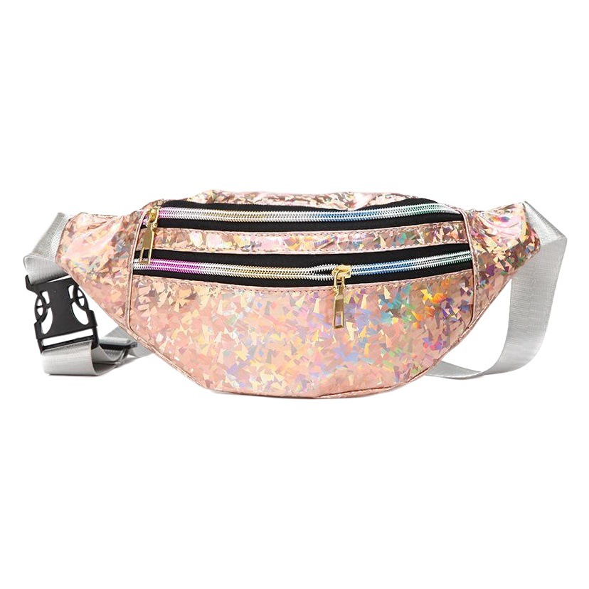 Cross-border Foreign Trade Waist Bag Women's New Laser Sequin Multifunctional Waist Bag Single Shoulder Crossbody Fashion Bag Outdoor Chest Bag