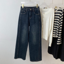 【加绒加厚】保暖！十三行高货！韩版通勤百搭高腰牛仔长裤女冬