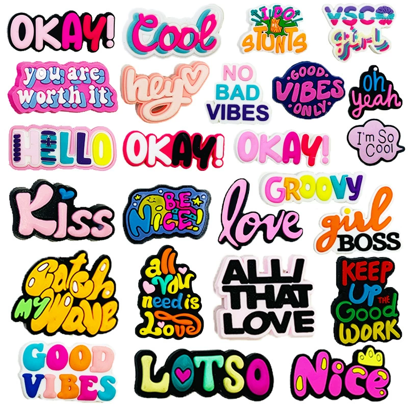 Новая индивидуальность английское слово серии пещеры обувь обувь цветочные аксессуары DIY обувь декоративная застежка обувь аксессуары ПВХ мягкий клей