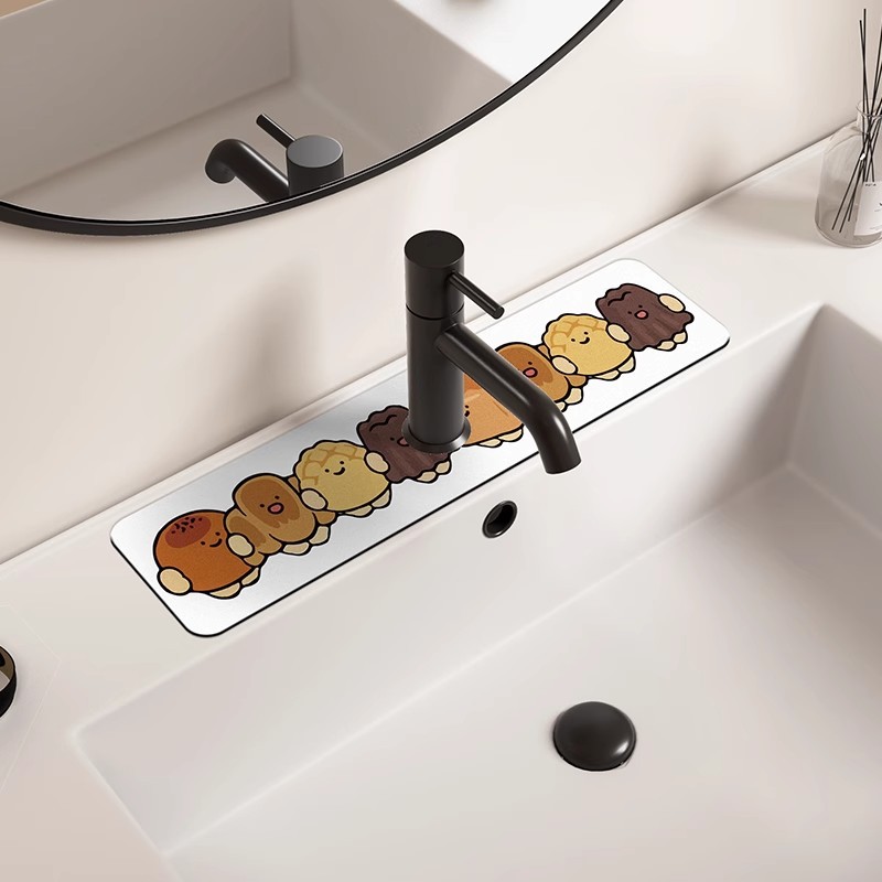 浴室厨房水龙头吸水垫硅藻泥水槽边沥水垫卫生间柜台面垫防滑耐脏