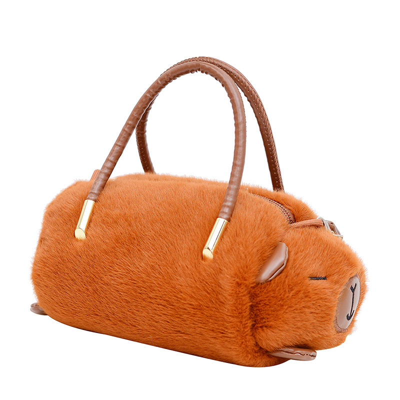 Peluche de capibara con bolso diagonal Muñeca de moda para regalo e intercambio