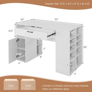 Foreign Trade 91.44cm Counter Height Sewing Table 53inch Art Work Craft Table with 14 Open