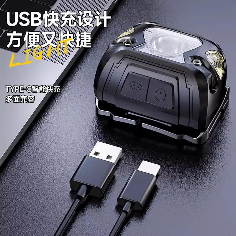 Luz fuerte sensor LED usb carga larga batería faro de pesca mini luz de trabajo de conducción al aire libre ilumina roja image 3