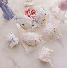 超美日系水溶丝带双色薄罩杯学院风学生少女可爱聚拢性感内衣文胸