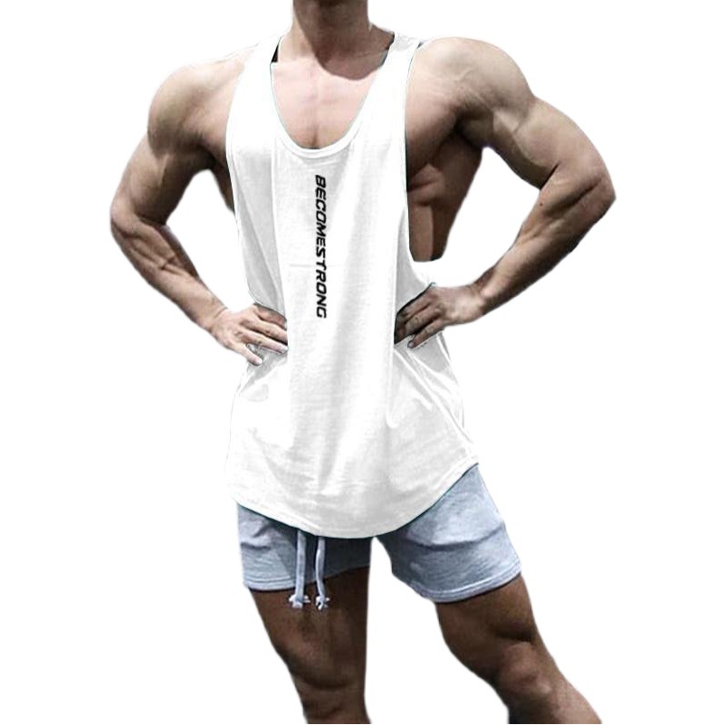 Sports vest men's summer quick-drying stretch Fitness bodybuilding sleeveless T-shirt sweat-absorbent running training loose top clothes