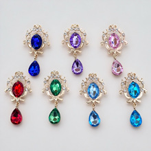 48*25mm新款钻扣复古合金水滴吊坠平底水钻服装发饰饰品配件批发