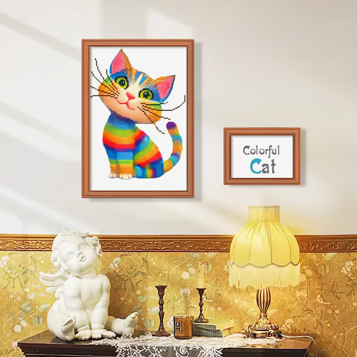 Modelo transfronterizo Mona Lisa real punto de cruz estampado de gato de color punto de cruz suministro directo de fábrica amigable para principiantes image 3