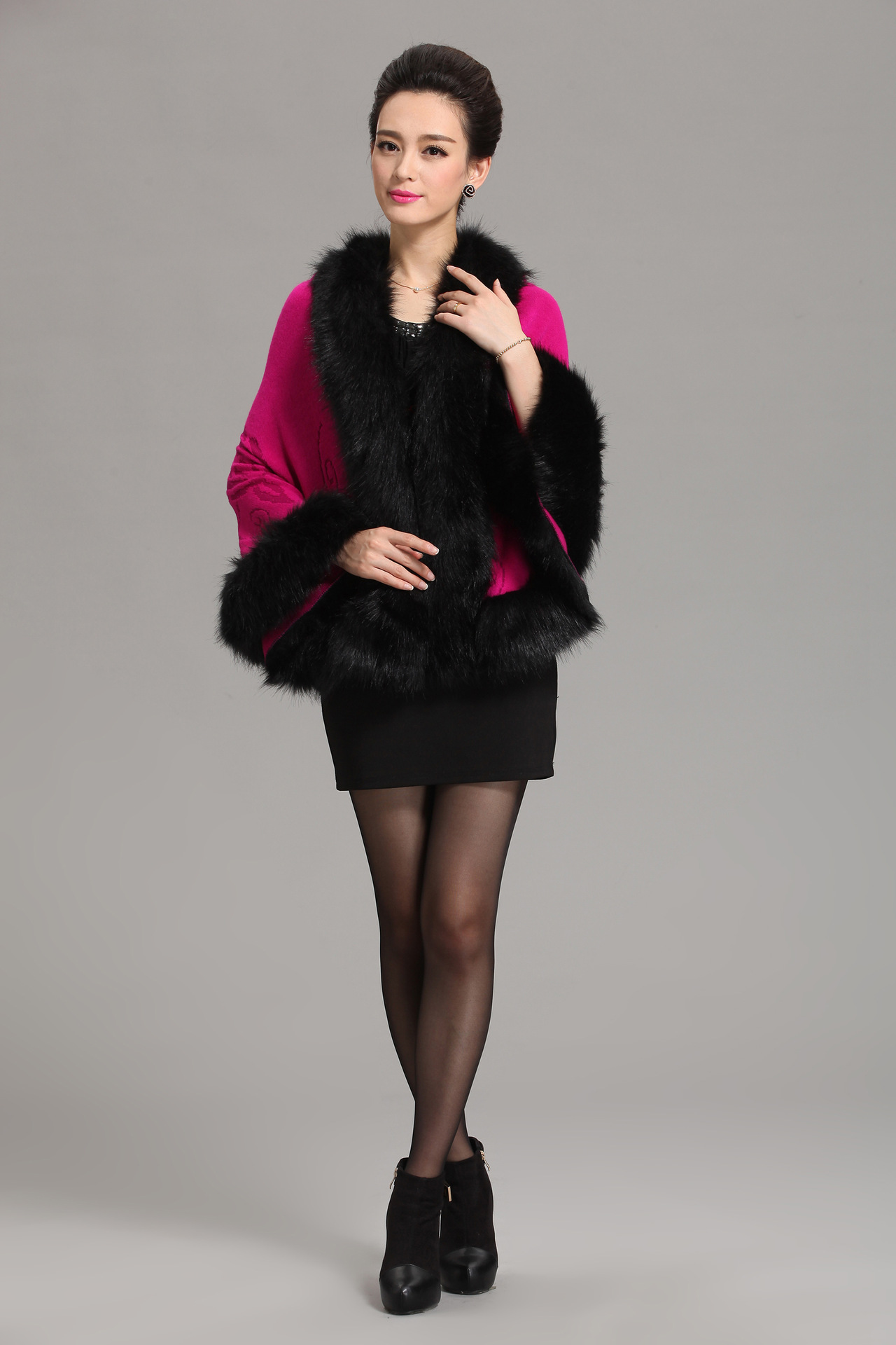 new  fox fur shawl cape large size women's knitted cardigan jacket_voghion.com