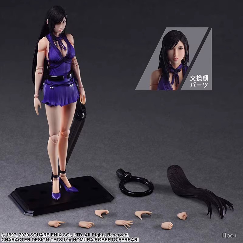 正版史克威尔Pa改最终幻想FF7重制版蒂法礼服 旗袍版可动人偶模型