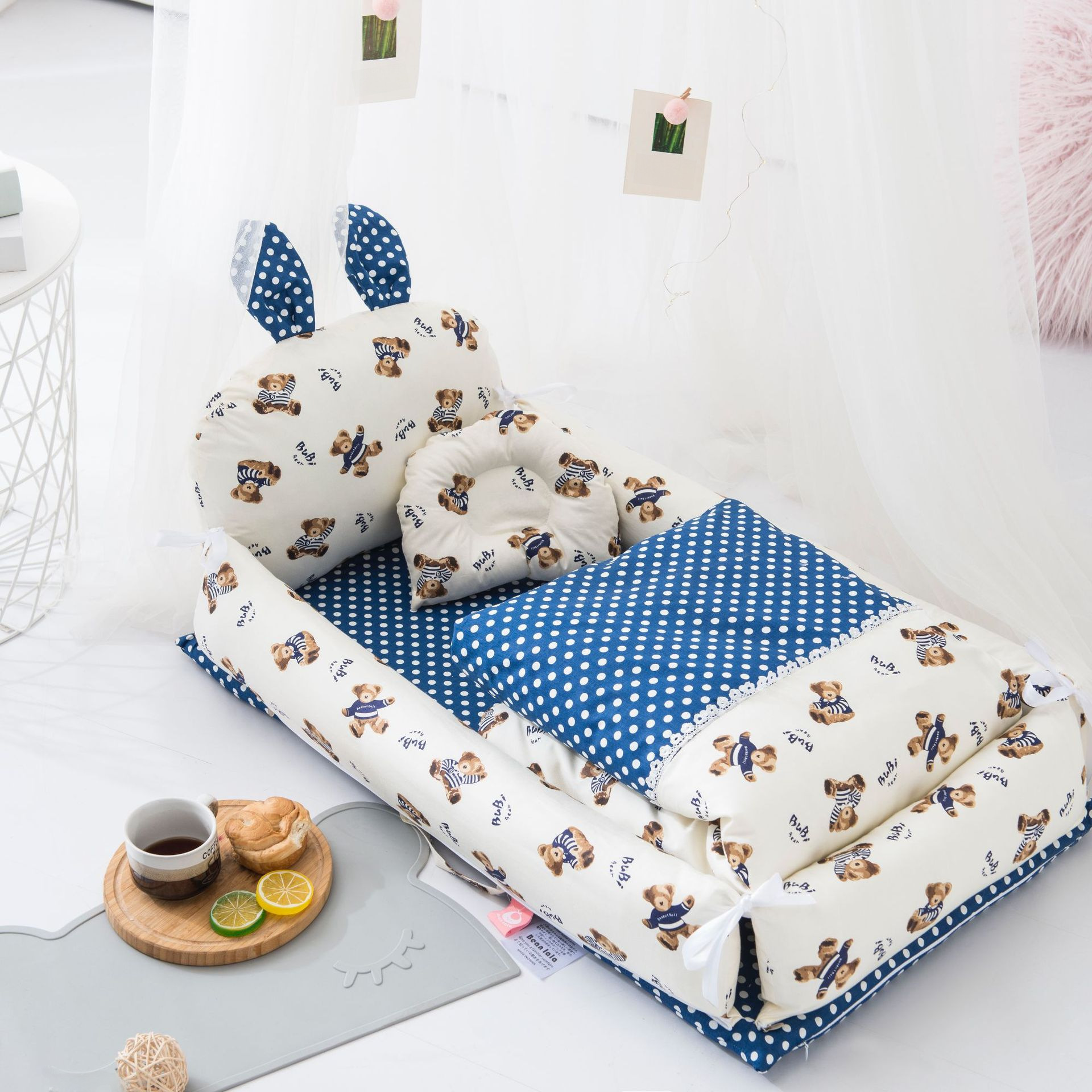 Cross-border portable crib bed cartoon cute bionic uterus crib adjustable removable and washable bed