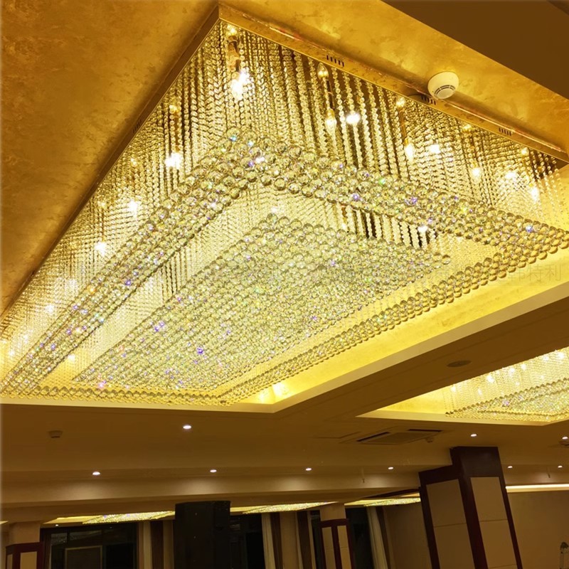 モダンなホテルのロビーホールクリスタルランプ天恒スクエアヴィラリビングルーム大型営業部宴会ホールエンジニアリングランプ|undefined